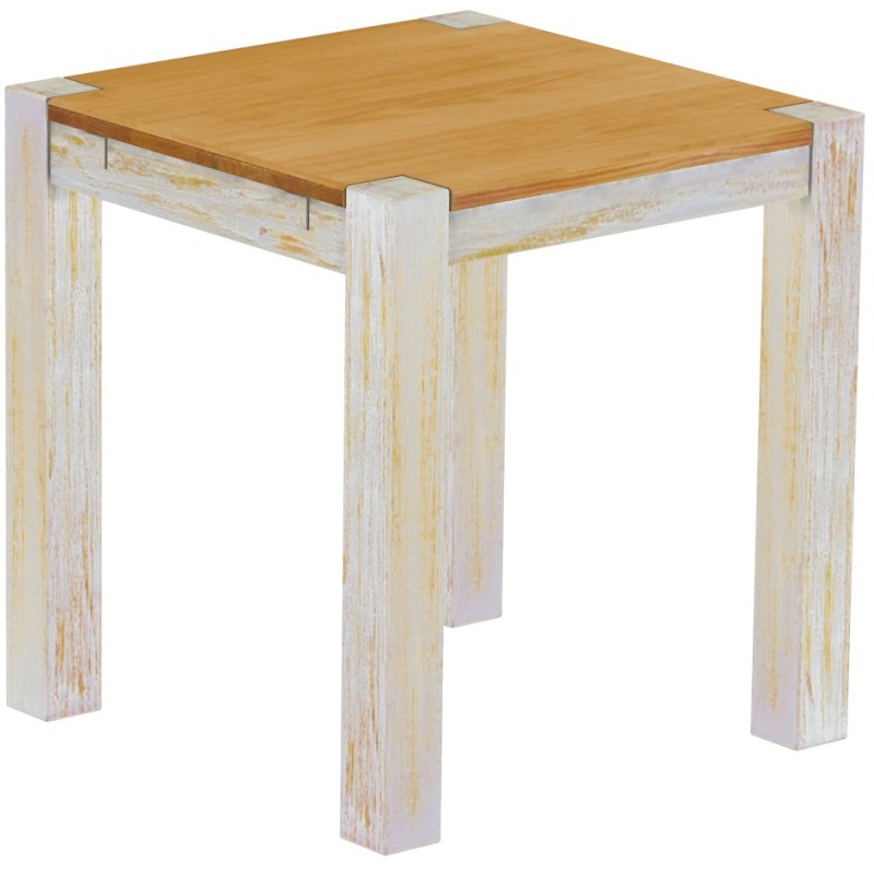 Esstisch 73x73 Rio Kanto Shabby Platte Honig massiver Pinien Holztisch - vorgerichtet für Ansteckplatten - Tisch ausziehbar