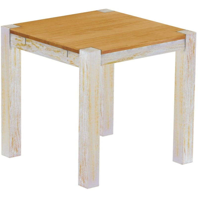Esstisch 80x80 Rio Kanto Shabby Platte Honig massiver Pinien Holztisch - vorgerichtet für Ansteckplatten - Tisch ausziehbar