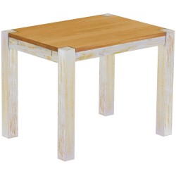 Esstisch 100x73 Rio Kanto Shabby Platte Honig massiver Pinien Holztisch - vorgerichtet für Ansteckplatten - Tisch ausziehbar
