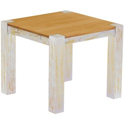 Esstisch 90x90 Rio Kanto Shabby Platte Honig massiver Pinien Holztisch - vorgerichtet für Ansteckplatten - Tisch ausziehbar