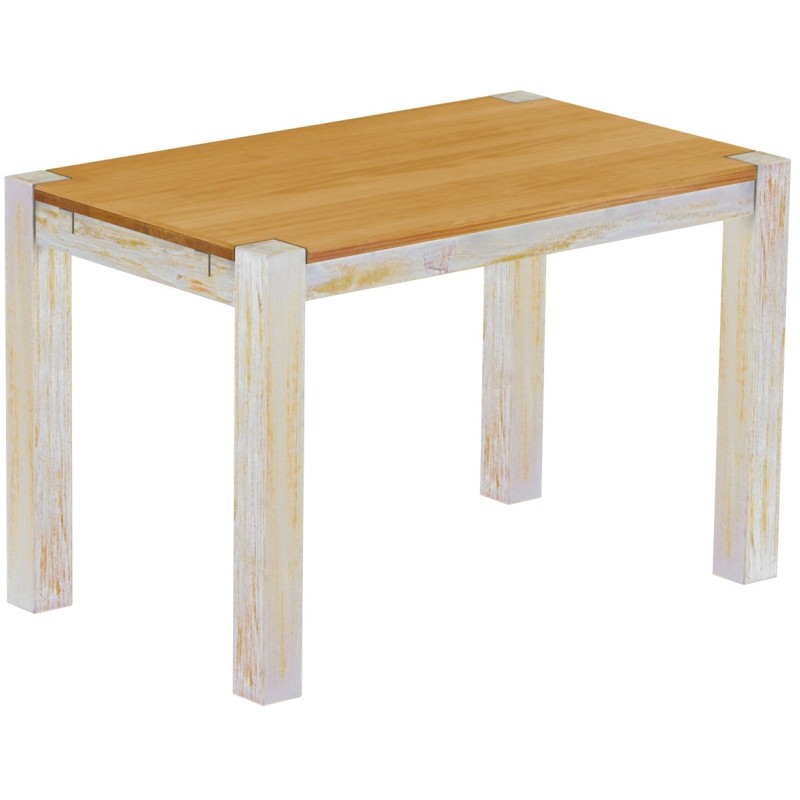 Esstisch 120x73 Rio Kanto Shabby Platte Honig massiver Pinien Holztisch - vorgerichtet für Ansteckplatten - Tisch ausziehbar