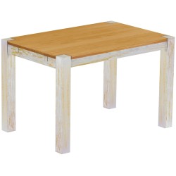 Esstisch 120x80 Rio Kanto Shabby Platte Honig massiver Pinien Holztisch - vorgerichtet für Ansteckplatten - Tisch ausziehbar