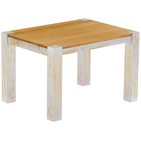 Esstisch 120x90 Rio Kanto Shabby Platte Honig massiver Pinien Holztisch - vorgerichtet für Ansteckplatten - Tisch ausziehbar