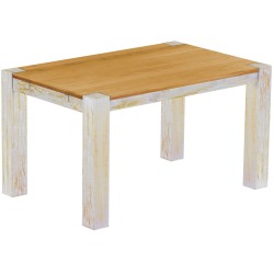 Esstisch 140x90 Rio Kanto Shabby Platte Honig massiver Pinien Holztisch - vorgerichtet für Ansteckplatten - Tisch ausziehbar