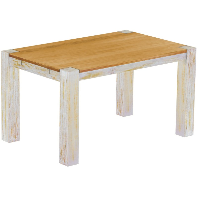 Esstisch 140x90 Rio Kanto Shabby Platte Honig massiver Pinien Holztisch - vorgerichtet für Ansteckplatten - Tisch ausziehbar