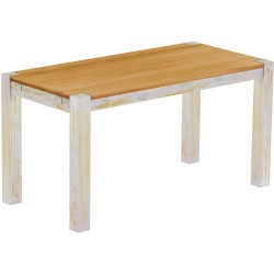 Esstisch 150x73 Rio Kanto Shabby Platte Honig massiver Pinien Holztisch - vorgerichtet für Ansteckplatten - Tisch ausziehbar