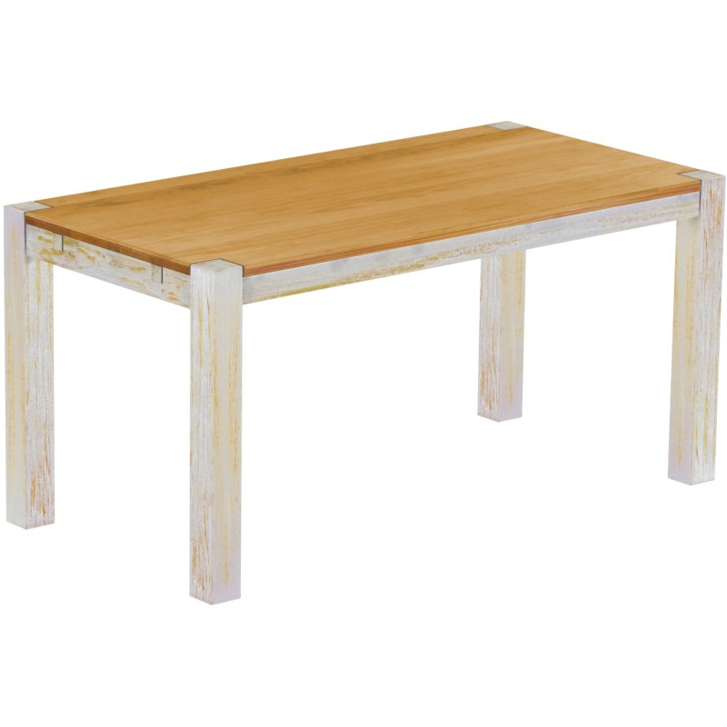 Esstisch 160x80 Rio Kanto Shabby Platte Honig massiver Pinien Holztisch - vorgerichtet für Ansteckplatten - Tisch ausziehbar