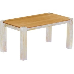 Esstisch 160x90 Rio Kanto Shabby Platte Honig massiver Pinien Holztisch - vorgerichtet für Ansteckplatten - Tisch ausziehbar