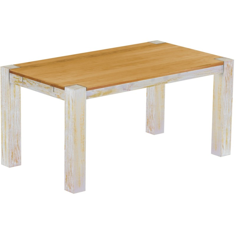 Esstisch 160x90 Rio Kanto Shabby Platte Honig massiver Pinien Holztisch - vorgerichtet für Ansteckplatten - Tisch ausziehbar