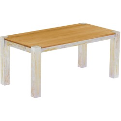 Esstisch 180x90 Rio Kanto Shabby Platte Honig massiver Pinien Holztisch - vorgerichtet für Ansteckplatten - Tisch ausziehbar