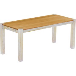 Esstisch 180x80 Rio Kanto Shabby Platte Honig massiver Pinien Holztisch - vorgerichtet für Ansteckplatten - Tisch ausziehbar