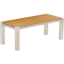 Esstisch 208x90 Rio Kanto Shabby Platte Honig massiver Pinien Holztisch - vorgerichtet für Ansteckplatten - Tisch ausziehbar