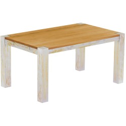 Esstisch 160x100 Rio Kanto Shabby Platte Honig massiver Pinien Holztisch - vorgerichtet für Ansteckplatten - Tisch ausziehbar