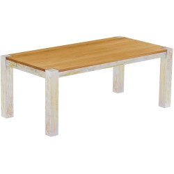 Esstisch 200x100 Rio Kanto Shabby Platte Honig massiver Pinien Holztisch - vorgerichtet für Ansteckplatten - Tisch ausziehbar