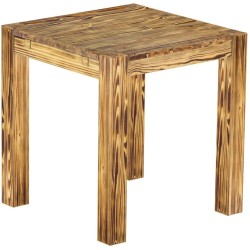 Esstisch 73x73 Rio Kanto Pinie geflammt massiver Pinien Holztisch - vorgerichtet für Ansteckplatten - Tisch ausziehbar
