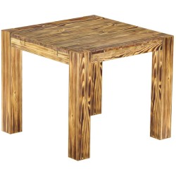 Esstisch 90x90 Rio Kanto Pinie geflammt massiver Pinien Holztisch - vorgerichtet für Ansteckplatten - Tisch ausziehbar