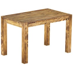 Esstisch 120x73 Rio Kanto Pinie geflammt massiver Pinien Holztisch - vorgerichtet für Ansteckplatten - Tisch ausziehbar