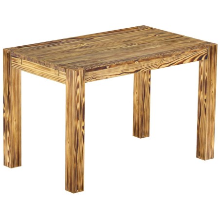 Esstisch 120x73 Rio Kanto Pinie geflammt massiver Pinien Holztisch - vorgerichtet für Ansteckplatten - Tisch ausziehbar