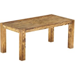 Esstisch 180x90 Rio Kanto Pinie geflammt massiver Pinien Holztisch - vorgerichtet für Ansteckplatten - Tisch ausziehbar