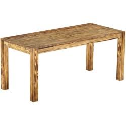 Esstisch 180x80 Rio Kanto Pinie geflammt massiver Pinien Holztisch - vorgerichtet für Ansteckplatten - Tisch ausziehbar