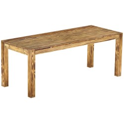 Esstisch 200x80 Rio Kanto Pinie geflammt massiver Pinien Holztisch - vorgerichtet für Ansteckplatten - Tisch ausziehbar