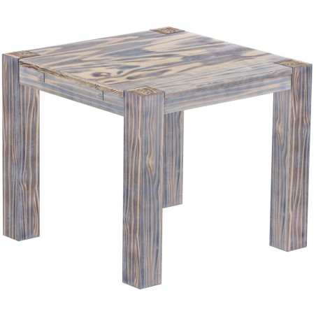 Esstisch 90x90 Rio Kanto Zebra Afrika massiver Pinien Holztisch - vorgerichtet für Ansteckplatten - Tisch ausziehbar