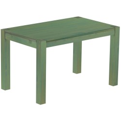 Esstisch 130x80 Rio Kanto Bambus mintgruen massiver Pinien Holztisch - vorgerichtet für Ansteckplatten - Tisch ausziehbar