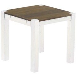Esstisch 80x80 Rio Kanto Graphitgrau Weiss massiver Pinien Holztisch - vorgerichtet für Ansteckplatten - Tisch ausziehbar