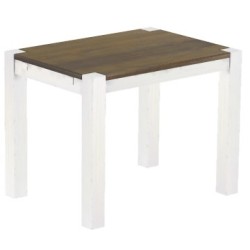 Esstisch 100x73 Rio Kanto Graphitgrau Weiss massiver Pinien Holztisch - vorgerichtet für Ansteckplatten - Tisch ausziehbar
