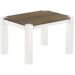 Esstisch 120x90 Rio Kanto Graphitgrau Weiss massiver Pinien Holztisch - vorgerichtet für Ansteckplatten - Tisch ausziehbar