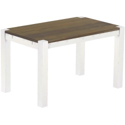 Esstisch 130x80 Rio Kanto Graphitgrau Weiss massiver Pinien Holztisch - vorgerichtet für Ansteckplatten - Tisch ausziehbar