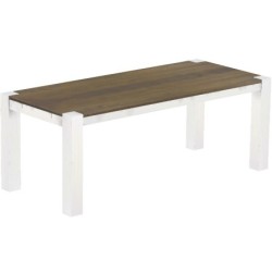 Esstisch 208x90 Rio Kanto Graphitgrau Weiss massiver Pinien Holztisch - vorgerichtet für Ansteckplatten - Tisch ausziehbar