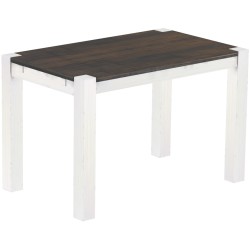 Esstisch 120x73 Rio Kanto Granitgrau Weiss massiver Pinien Holztisch - vorgerichtet für Ansteckplatten - Tisch ausziehbar