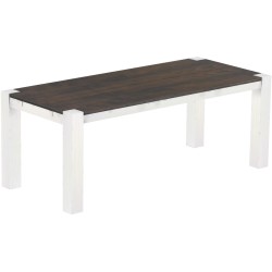 Esstisch 208x90 Rio Kanto Granitgrau Weiss massiver Pinien Holztisch - vorgerichtet für Ansteckplatten - Tisch ausziehbar