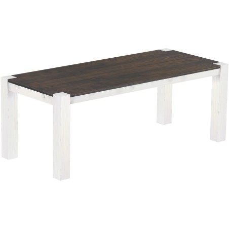 Esstisch 208x90 Rio Kanto Granitgrau Weiss massiver Pinien Holztisch - vorgerichtet für Ansteckplatten - Tisch ausziehbar