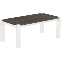 Esstisch 200x100 Rio Kanto Granitgrau Weiss massiver Pinien Holztisch - vorgerichtet für Ansteckplatten - Tisch ausziehbar