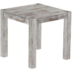 Esstisch 80x80 Rio Kanto Shabby Nussbaum massiver Pinien Holztisch - vorgerichtet für Ansteckplatten - Tisch ausziehbar