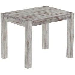 Esstisch 100x73 Rio Kanto Shabby Nussbaum massiver Pinien Holztisch - vorgerichtet für Ansteckplatten - Tisch ausziehbar