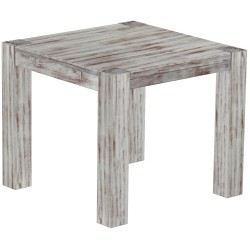 Esstisch 90x90 Rio Kanto Shabby Nussbaum massiver Pinien Holztisch - vorgerichtet für Ansteckplatten - Tisch ausziehbar