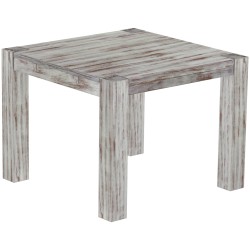 Esstisch 100x100 Rio Kanto Shabby Nussbaum massiver Pinien Holztisch - vorgerichtet für Ansteckplatten - Tisch ausziehbar