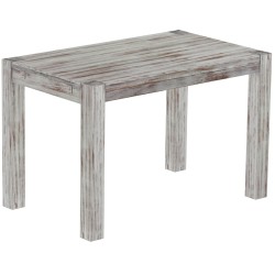 Esstisch 120x73 Rio Kanto Shabby Nussbaum massiver Pinien Holztisch - vorgerichtet für Ansteckplatten - Tisch ausziehbar