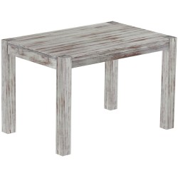 Esstisch 120x80 Rio Kanto Shabby Nussbaum massiver Pinien Holztisch - vorgerichtet für Ansteckplatten - Tisch ausziehbar
