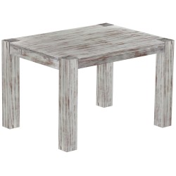 Esstisch 120x90 Rio Kanto Shabby Nussbaum massiver Pinien Holztisch - vorgerichtet für Ansteckplatten - Tisch ausziehbar