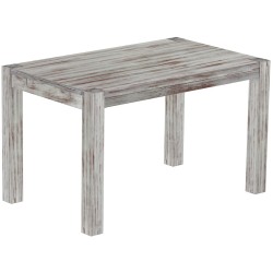 Esstisch 130x80 Rio Kanto Shabby Nussbaum massiver Pinien Holztisch - vorgerichtet für Ansteckplatten - Tisch ausziehbar