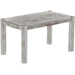 Esstisch 140x80 Rio Kanto Shabby Nussbaum massiver Pinien Holztisch - vorgerichtet für Ansteckplatten - Tisch ausziehbar