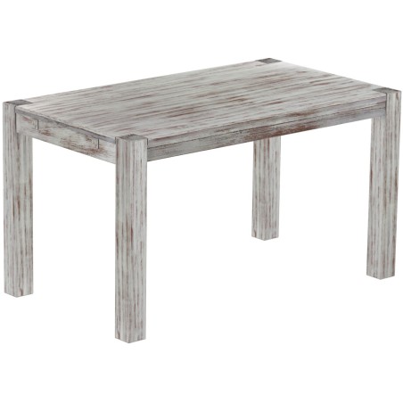 Esstisch 140x80 Rio Kanto Shabby Nussbaum massiver Pinien Holztisch - vorgerichtet für Ansteckplatten - Tisch ausziehbar