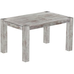 Esstisch 140x90 Rio Kanto Shabby Nussbaum massiver Pinien Holztisch - vorgerichtet für Ansteckplatten - Tisch ausziehbar