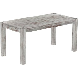 Esstisch 160x80 Rio Kanto Shabby Nussbaum massiver Pinien Holztisch - vorgerichtet für Ansteckplatten - Tisch ausziehbar