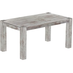 Esstisch 160x90 Rio Kanto Shabby Nussbaum massiver Pinien Holztisch - vorgerichtet für Ansteckplatten - Tisch ausziehbar