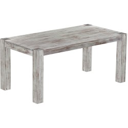 Esstisch 180x90 Rio Kanto Shabby Nussbaum massiver Pinien Holztisch - vorgerichtet für Ansteckplatten - Tisch ausziehbar